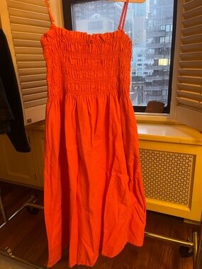 Bright Orange Smocked Sundress